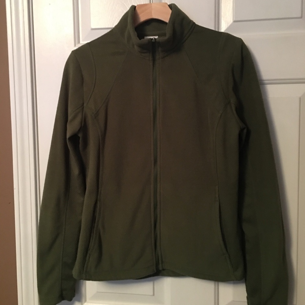 Vintage Everlast Women Fleece Coat Jacket Full Zip Fitted Pockets Green Soft Lg